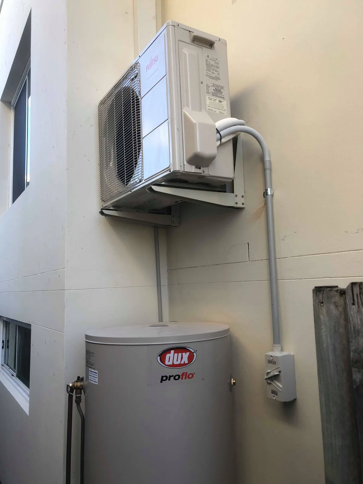 Circuit run for a split system and hot water unit