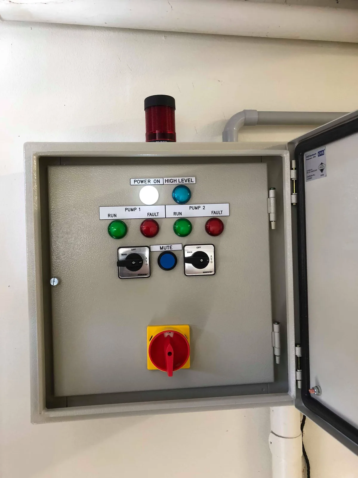 Control panel with indicator lamps and isolator