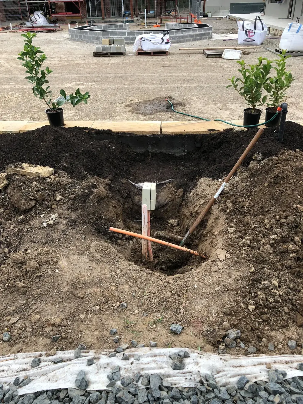 Underground consumer mains trench on a new estate